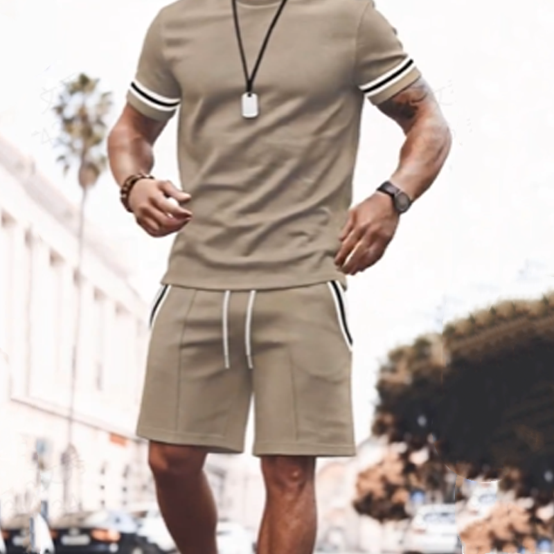 👕 57% RABATT! 🔥 2-teiliges Set aus Gestreiftem T-Shirt & Shorts für Herren – Lässiger Look, Bequemer Schnitt & Perfekt Für Warme Tage ☀️
