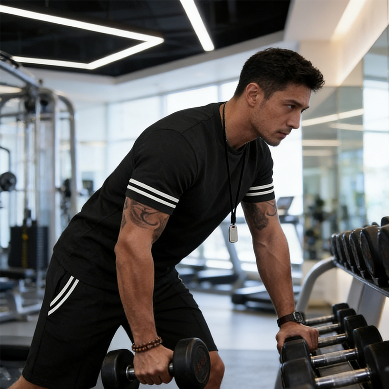 👕 57% RABATT! 🔥 2-teiliges Set aus Gestreiftem T-Shirt & Shorts für Herren – Lässiger Look, Bequemer Schnitt & Perfekt Für Warme Tage ☀️