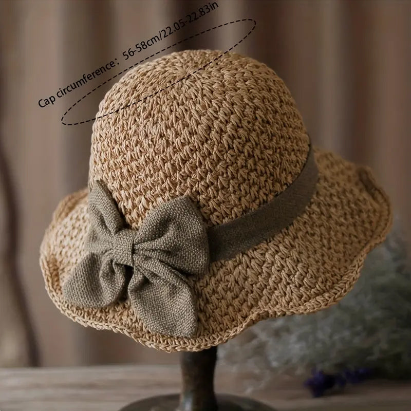 👒⏰ 50% RABATT! Eleganter Strohhut mit Stoffschleife – Breite Krempe, verstellbar & faltbar für Sommer & Urlaub 🌴