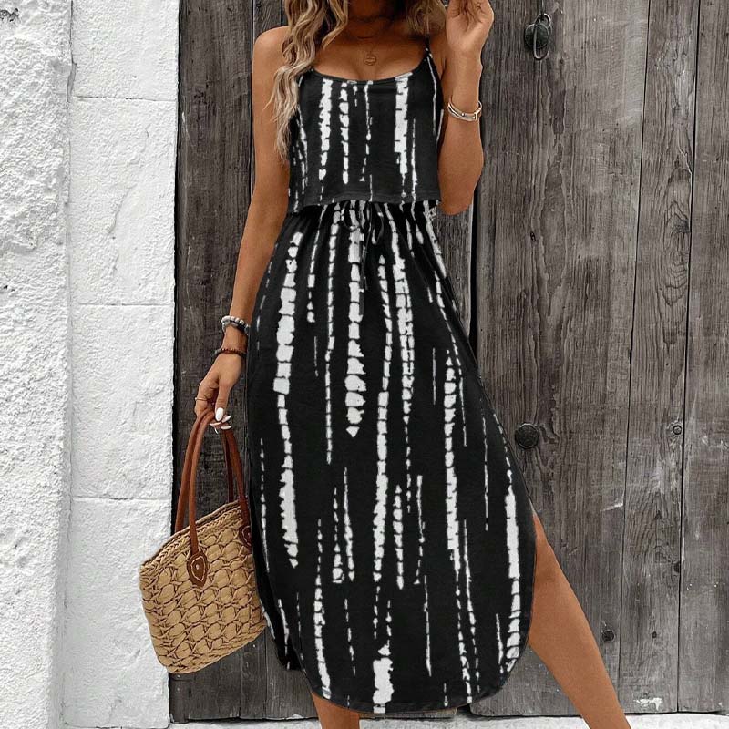 👗🌸 Damen-Midikleid in Batik-Optik mit Spaghettiträgern – 50% RABATT! Boho-Chic, leicht & perfekt für Sommer, Strand oder festliche Anlässe 🏖️
