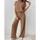 🔥 Jetzt 50% Rabatt! Damen Zweiteiler aus Rippstrick – Oberteil & Weite Hose für Sofort-Look