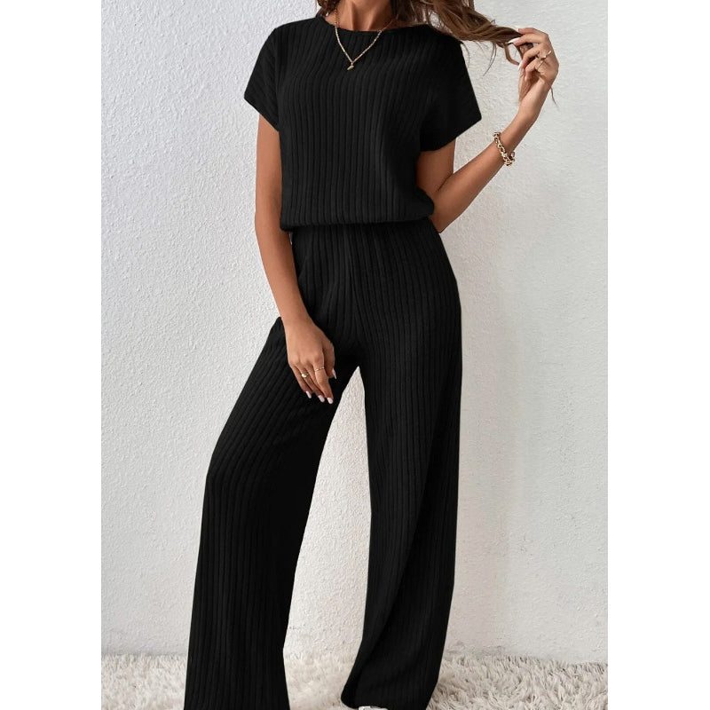 🔥 Jetzt 50% Rabatt! Damen Zweiteiler aus Rippstrick – Oberteil & Weite Hose für Sofort-Look
