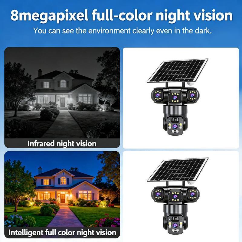 6K 9MP WLAN Überwachungskamera für den Außenbereich | 10-facher Zoom, 3 Objektive, 360° PTZ | IP66 Wasserdicht, Farb-Nachtsicht, 2-Wege-Audio, Bewegungsverfolgung