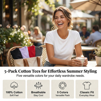 5er-Pack vielseitige unifarbene T-Shirts