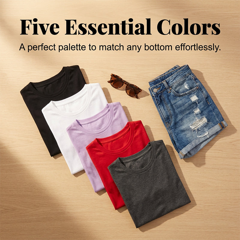 5er-Pack vielseitige unifarbene T-Shirts