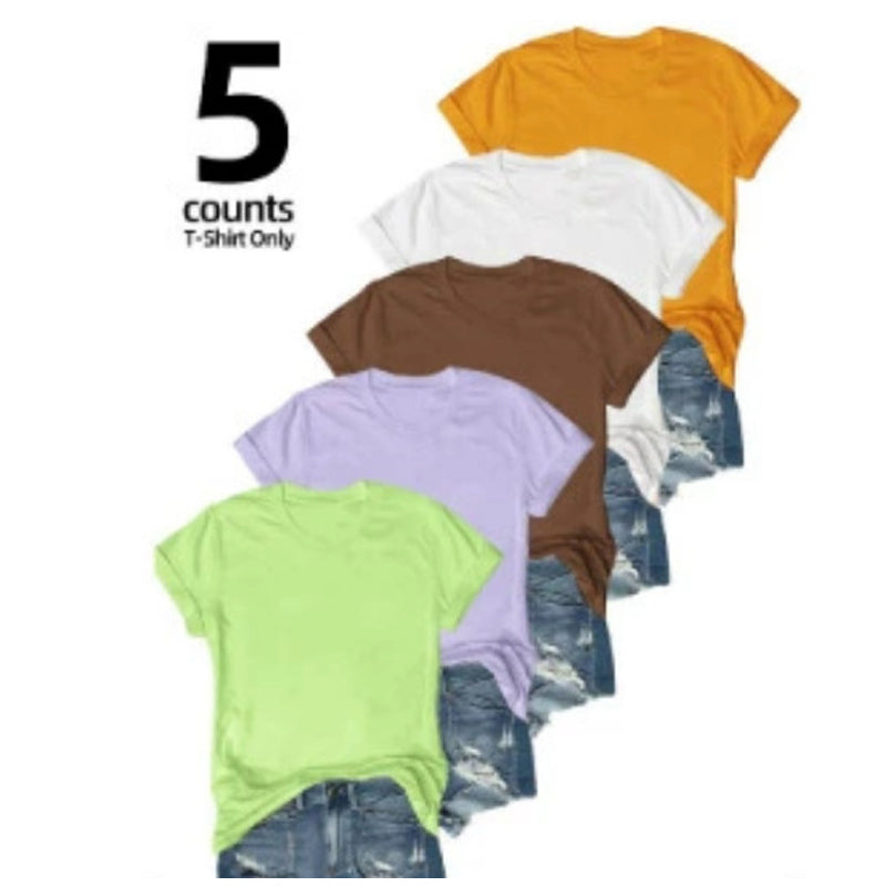 5er-Pack vielseitige unifarbene T-Shirts