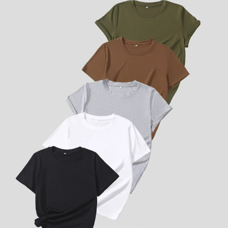 5er-Pack vielseitige unifarbene T-Shirts