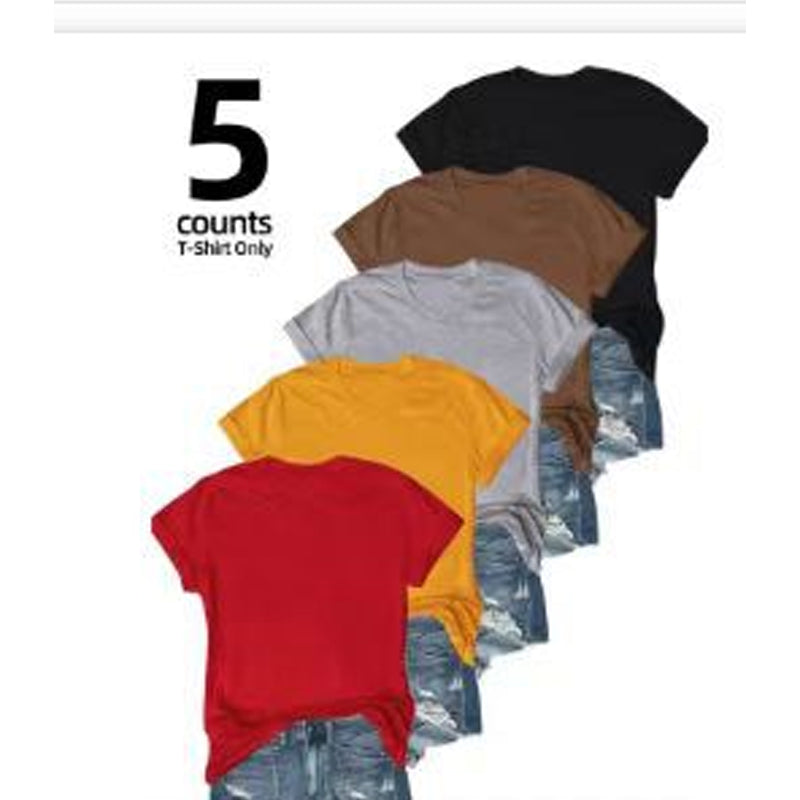 5er-Pack vielseitige unifarbene T-Shirts