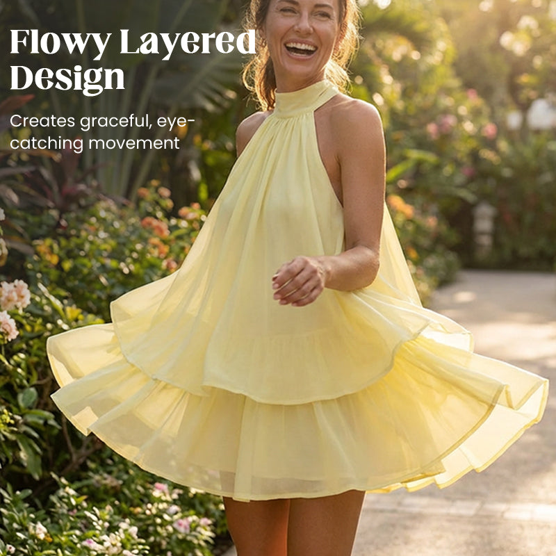 👗🌊 50% RABATT! Leicht fließendes Trägerkleid mit Wickeloptik & ausgestelltem Saum – Perfekt für Sommerpartys & Strand ✨