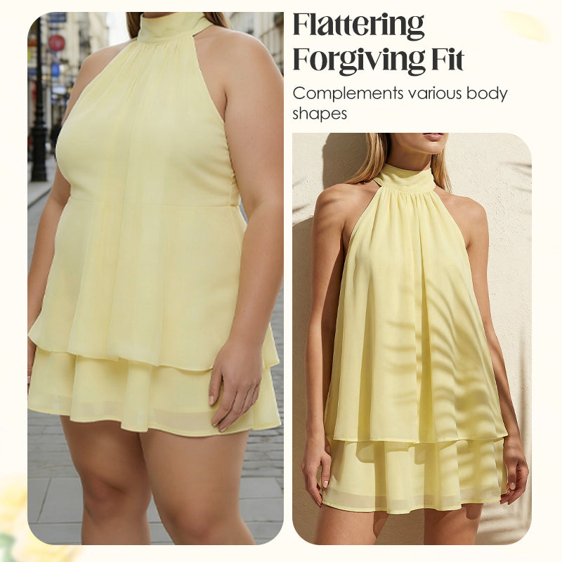 👗🌊 50% RABATT! Leicht fließendes Trägerkleid mit Wickeloptik & ausgestelltem Saum – Perfekt für Sommerpartys & Strand ✨