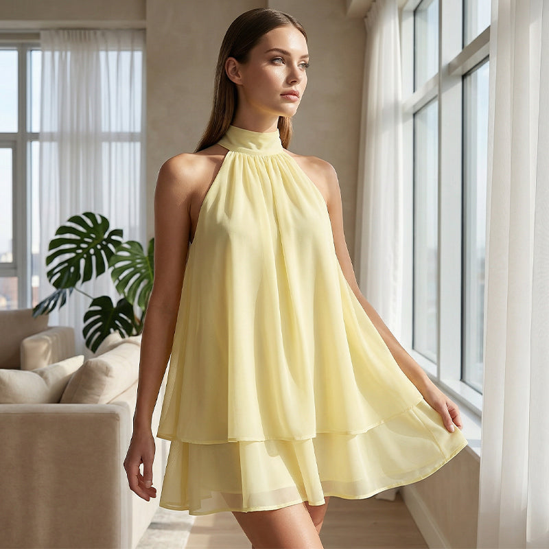 👗🌊 50% RABATT! Leicht fließendes Trägerkleid mit Wickeloptik & ausgestelltem Saum – Perfekt für Sommerpartys & Strand ✨