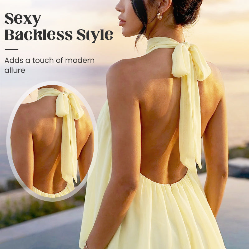 👗🌊 50% RABATT! Leicht fließendes Trägerkleid mit Wickeloptik & ausgestelltem Saum – Perfekt für Sommerpartys & Strand ✨