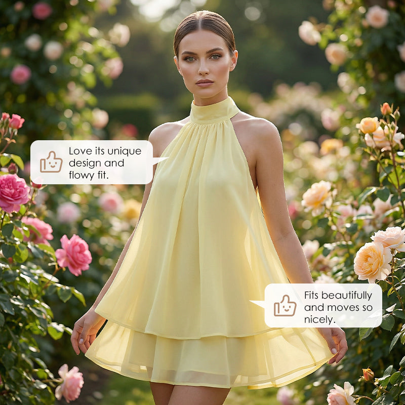 👗🌊 50% RABATT! Leicht fließendes Trägerkleid mit Wickeloptik & ausgestelltem Saum – Perfekt für Sommerpartys & Strand ✨