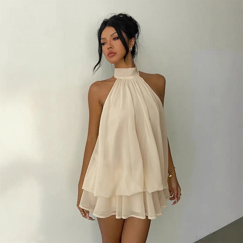 👗🌊 50% RABATT! Leicht fließendes Trägerkleid mit Wickeloptik & ausgestelltem Saum – Perfekt für Sommerpartys & Strand ✨