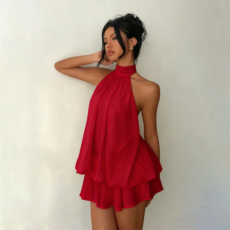 👗🌊 50% RABATT! Leicht fließendes Trägerkleid mit Wickeloptik & ausgestelltem Saum – Perfekt für Sommerpartys & Strand ✨