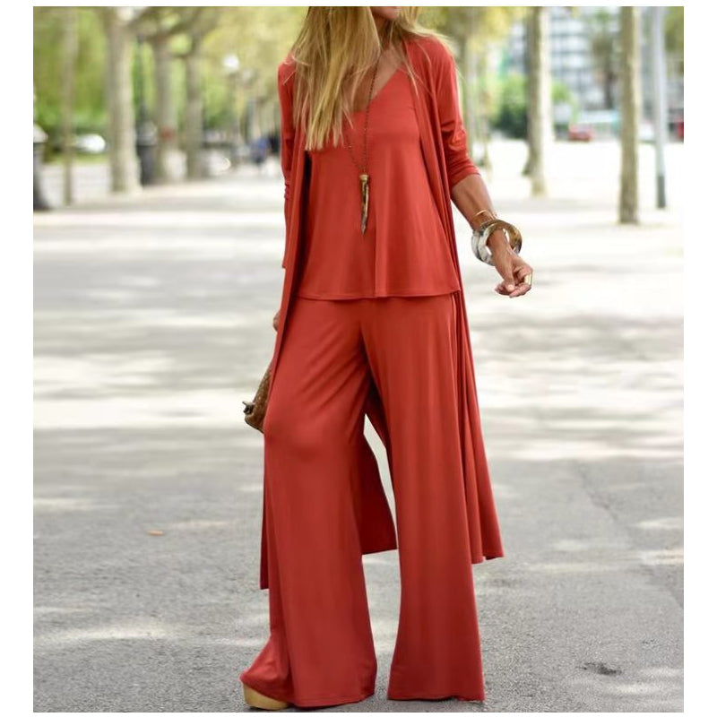 🧥👚 Zeitlich begrenzt: 50% RABATT! 3-teiliges, lockeres Damen-Loungewear-Set – V-Ausschnitt Top, Fließhose & Strickjacke für perfekten Komfort 🍂