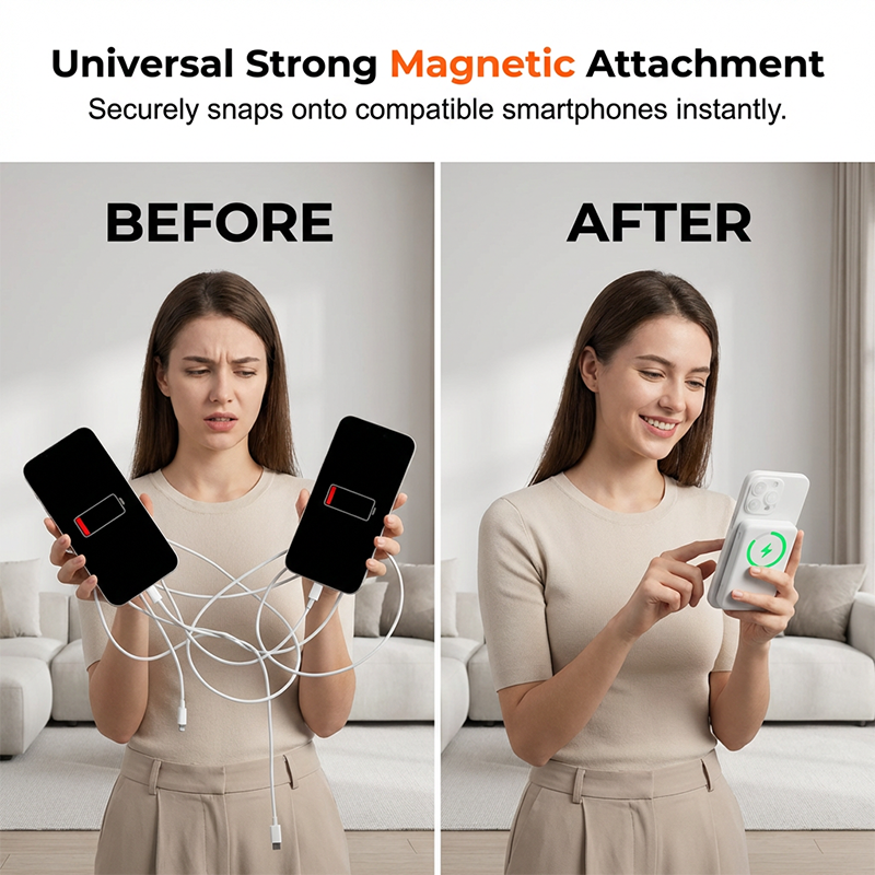 🔋📱 50% RABATT! 3-in-1 Magnetische kabellose Powerbank mit zwei Kabeln – Kabellos laden, gleichzeitig kabelgebunden & magnetisch – für unterwegs, Büro & Reisen ✨