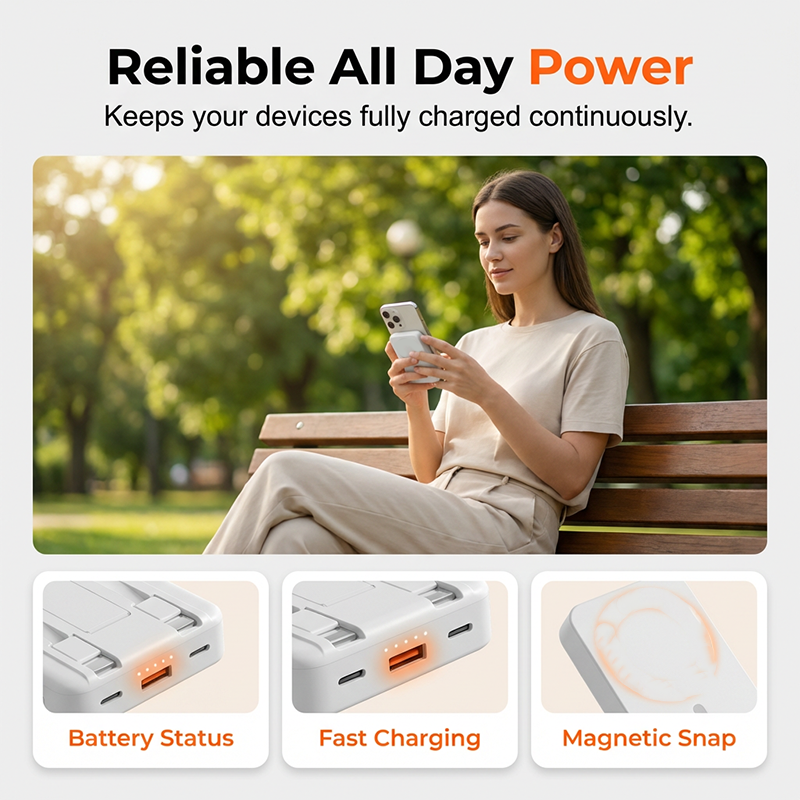 🔋📱 50% RABATT! 3-in-1 Magnetische kabellose Powerbank mit zwei Kabeln – Kabellos laden, gleichzeitig kabelgebunden & magnetisch – für unterwegs, Büro & Reisen ✨