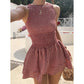 🌷Solange der Vorrat reicht 49% Rabatt!🌷Ärmelloses Minikleid aus Gingham-Stoff mit Smok-Details – Kostenloser Versand ab zwei Stück