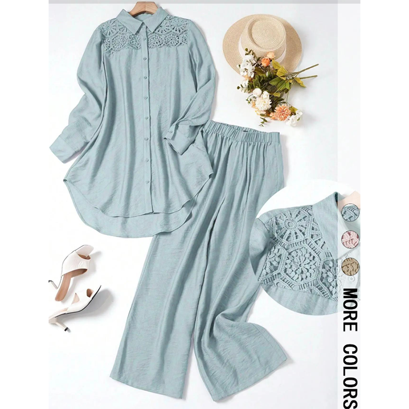 🥳HOT SALE 2026🥳   💞50K+ VERKAUFT!💥49% RABATT!   🔥Spitzen-Patchwork Shirt & Hose 2-teiliges Set