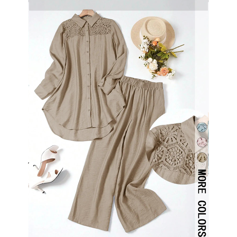 🥳HOT SALE 2026🥳   💞50K+ VERKAUFT!💥49% RABATT!   🔥Spitzen-Patchwork Shirt & Hose 2-teiliges Set