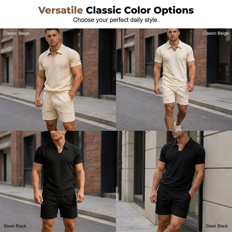 ✨Sommer-Sonderangebot 50% RABATT!☀️Neuheiten & Sonderangebote – Jacquard-Set aus T-Shirt und Shorts für Herren