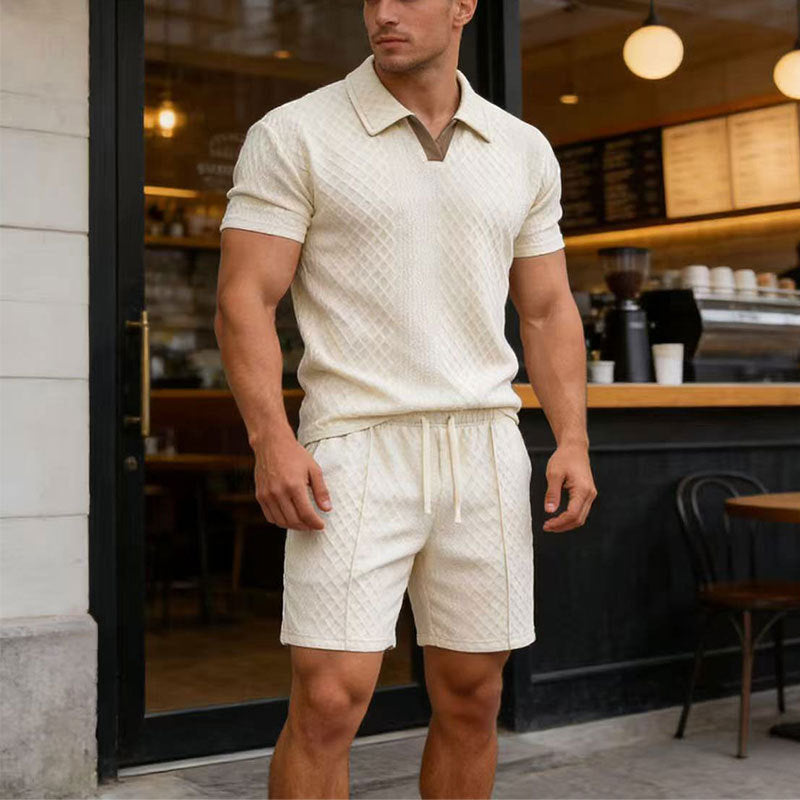 ✨Sommer-Sonderangebot 50% RABATT!☀️Neuheiten & Sonderangebote – Jacquard-Set aus T-Shirt und Shorts für Herren