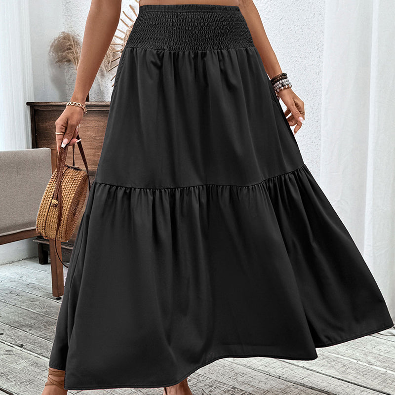 👗✨ Maxirock für Damen mit hoher Taille, Smok-Detail und A-Linien-Schnitt – 50% RABATT! Figurumarmend, lässig & perfekt für Alltag und festliche Anlässe 🌹