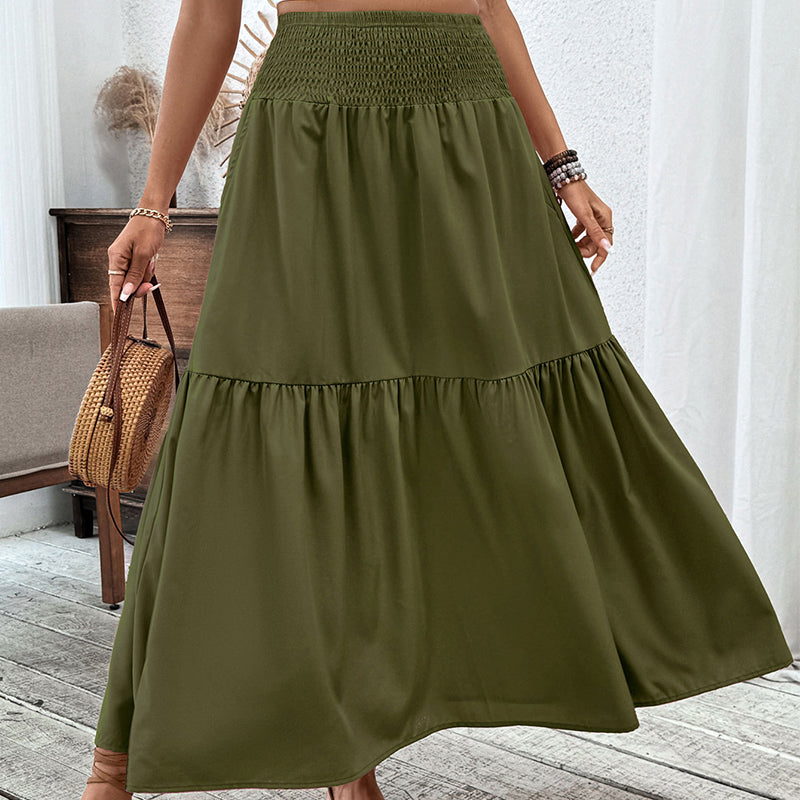 👗✨ Maxirock für Damen mit hoher Taille, Smok-Detail und A-Linien-Schnitt – 50% RABATT! Figurumarmend, lässig & perfekt für Alltag und festliche Anlässe 🌹