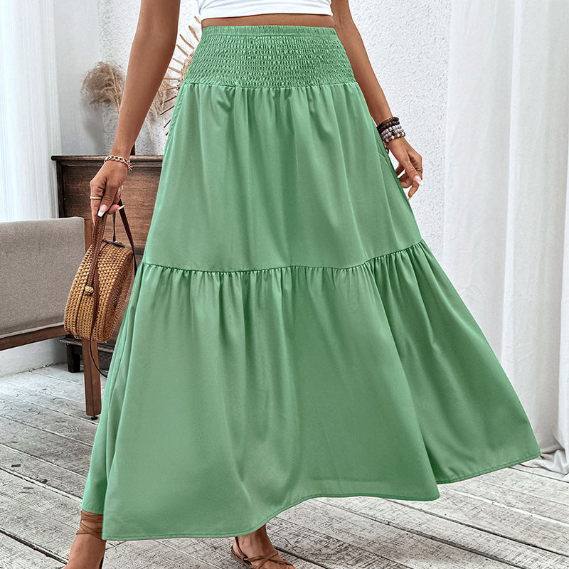 👗✨ Maxirock für Damen mit hoher Taille, Smok-Detail und A-Linien-Schnitt – 50% RABATT! Figurumarmend, lässig & perfekt für Alltag und festliche Anlässe 🌹