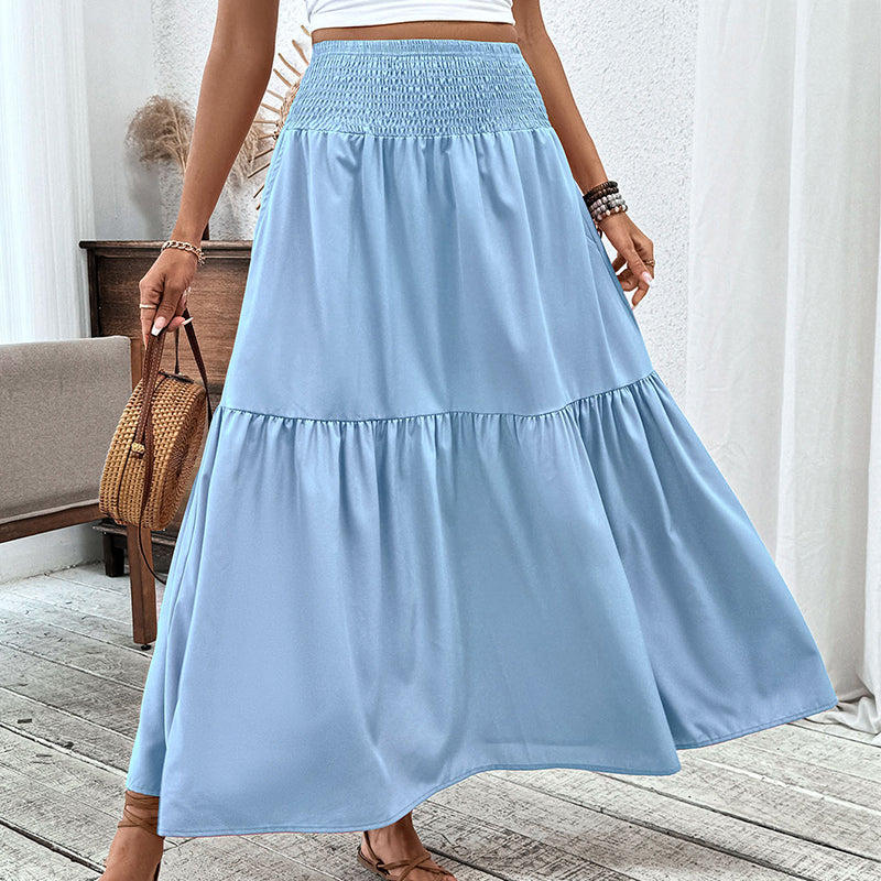 👗✨ Maxirock für Damen mit hoher Taille, Smok-Detail und A-Linien-Schnitt – 50% RABATT! Figurumarmend, lässig & perfekt für Alltag und festliche Anlässe 🌹