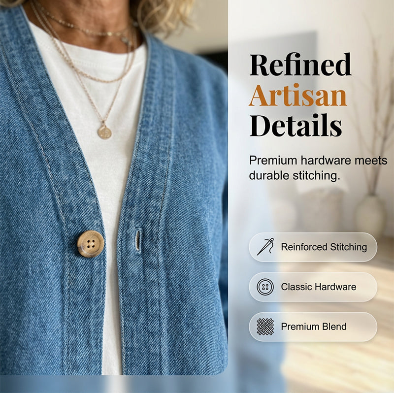 🔥Letzter Tag: 60% Rabatt! ⏰👖 Klassische Damen-Jeansjacke🎁V-Ausschnitt, Knopfleiste & Lockerer Casual-Schnitt