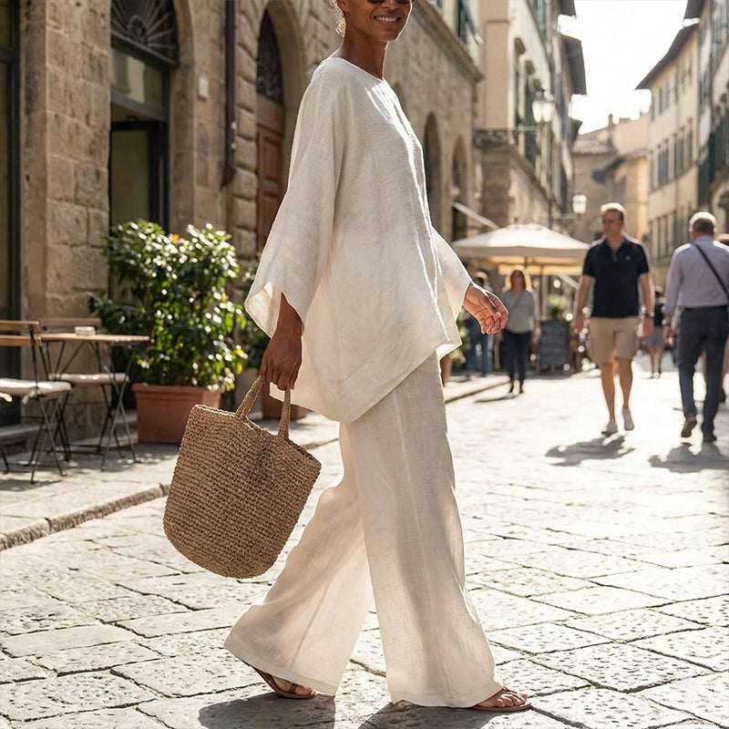 👗 50% RABATT! 🛍️ Damenset: Langes Oberteil & weite Hose – Fließender Stoff, bequemer Schnitt & perfekt für Büro, Freizeit oder besondere Anlässe – stilvoll und vielseitig ✨
