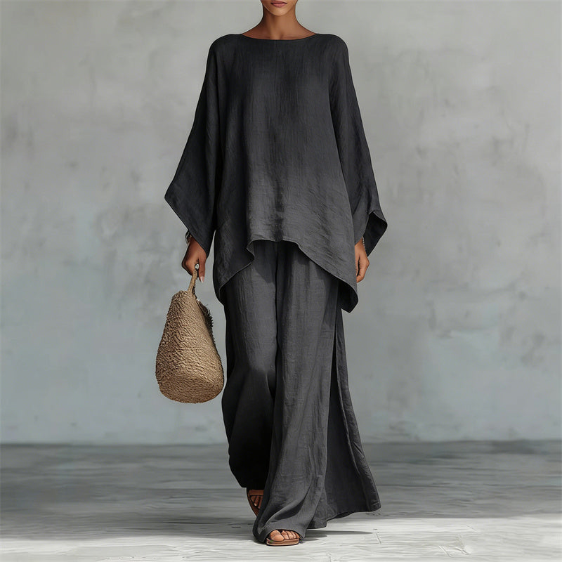👗 50% RABATT! 🛍️ Damenset: Langes Oberteil & weite Hose – Fließender Stoff, bequemer Schnitt & perfekt für Büro, Freizeit oder besondere Anlässe – stilvoll und vielseitig ✨