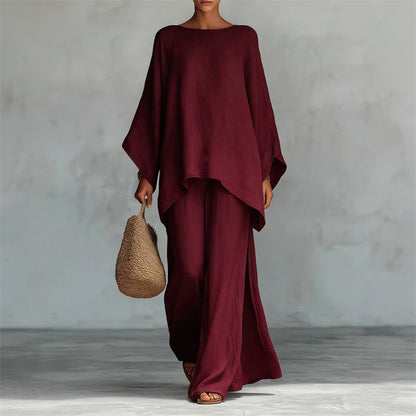 👗 50% RABATT! 🛍️ Damenset: Langes Oberteil & weite Hose – Fließender Stoff, bequemer Schnitt & perfekt für Büro, Freizeit oder besondere Anlässe – stilvoll und vielseitig ✨
