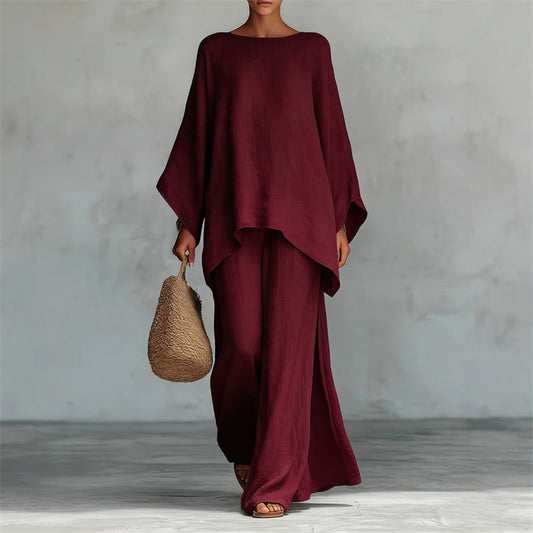 👗 50% RABATT! 🛍️ Damenset: Langes Oberteil & weite Hose – Fließender Stoff, bequemer Schnitt & perfekt für Büro, Freizeit oder besondere Anlässe – stilvoll und vielseitig ✨