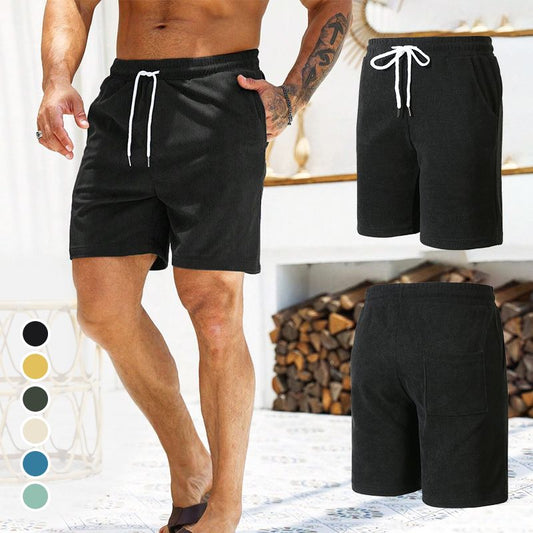 🔥42% RABATT für kurze Zeit🔥Herren Freizeit Einfache Atmungsaktive Rippsam-Kurzvelours Shorts