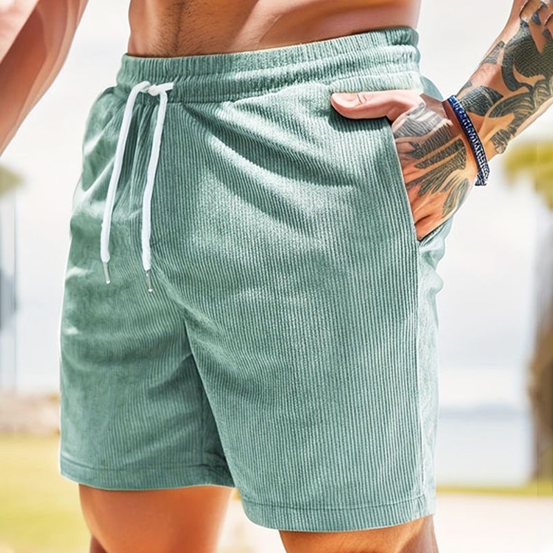 🔥42% RABATT für kurze Zeit🔥Herren Freizeit Einfache Atmungsaktive Rippsam-Kurzvelours Shorts