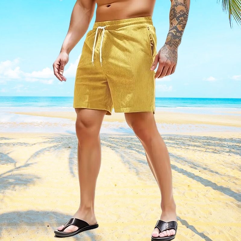 🔥42% RABATT für kurze Zeit🔥Herren Freizeit Einfache Atmungsaktive Rippsam-Kurzvelours Shorts