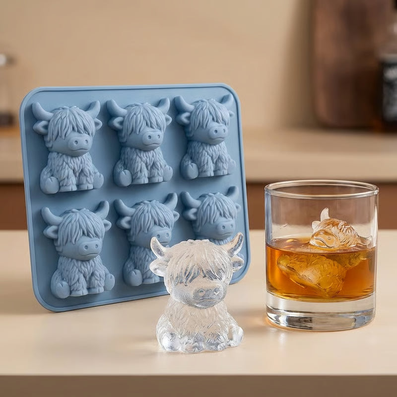 🐮 6-förmige Mini-Highland-Cow-Eiswürfel- & Dessertform 🧊🍪 Niedliche 3D-Eiswürfel für Getränke, Partys und Geschenke 💕