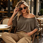 👕☀️ 50% RABATT! Off-Shoulder T-Shirt für Damen – Lässig, sommerlich & perfekt für warme Tage 🌸