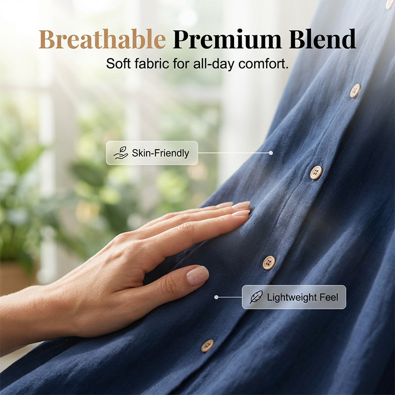 👔✨ Kurzärmeliges Hemdkleid für Damen – 50% RABATT! Leicht, lässig & perfekt für Büro, Date oder besondere Anlässe 🌿