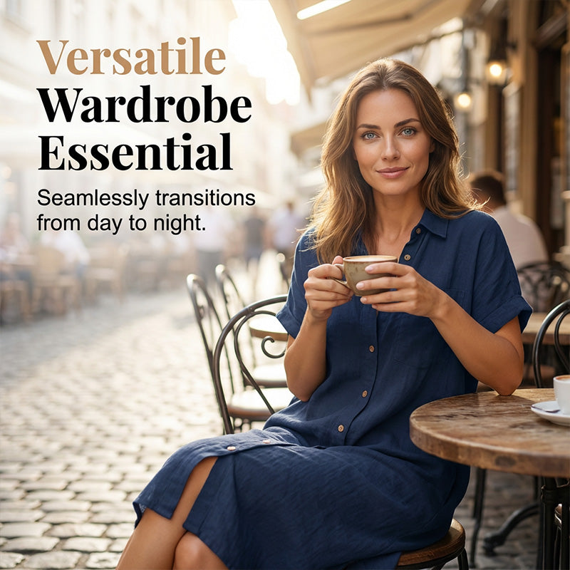 👔✨ Kurzärmeliges Hemdkleid für Damen – 50% RABATT! Leicht, lässig & perfekt für Büro, Date oder besondere Anlässe 🌿