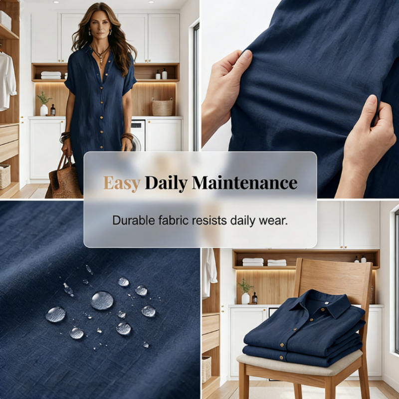👔✨ Kurzärmeliges Hemdkleid für Damen – 50% RABATT! Leicht, lässig & perfekt für Büro, Date oder besondere Anlässe 🌿