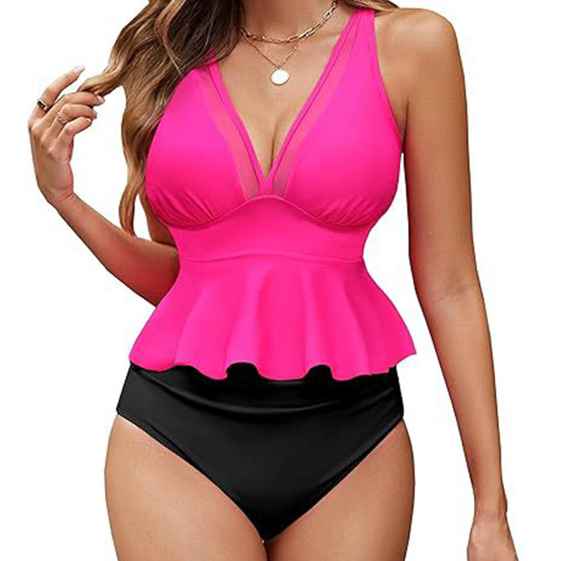 👙✨ 50% RABATT! Damen-Tankini-Set mit Peplum-Schnitt und passendem Unterteil – Figurbetonend, feminin & perfekt für Pool und Strand 🏖️