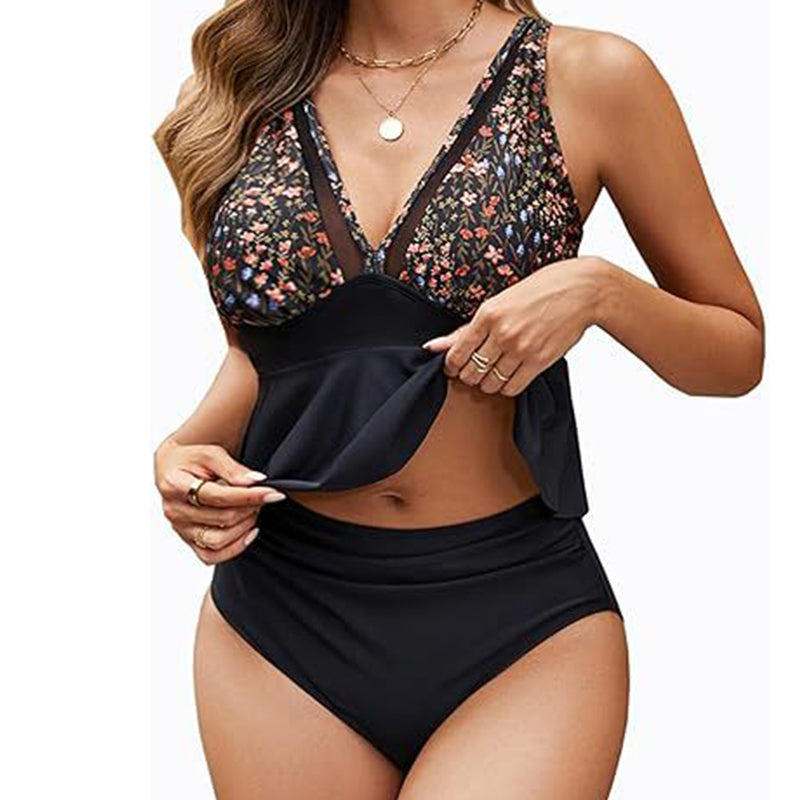 👙✨ 50% RABATT! Damen-Tankini-Set mit Peplum-Schnitt und passendem Unterteil – Figurbetonend, feminin & perfekt für Pool und Strand 🏖️