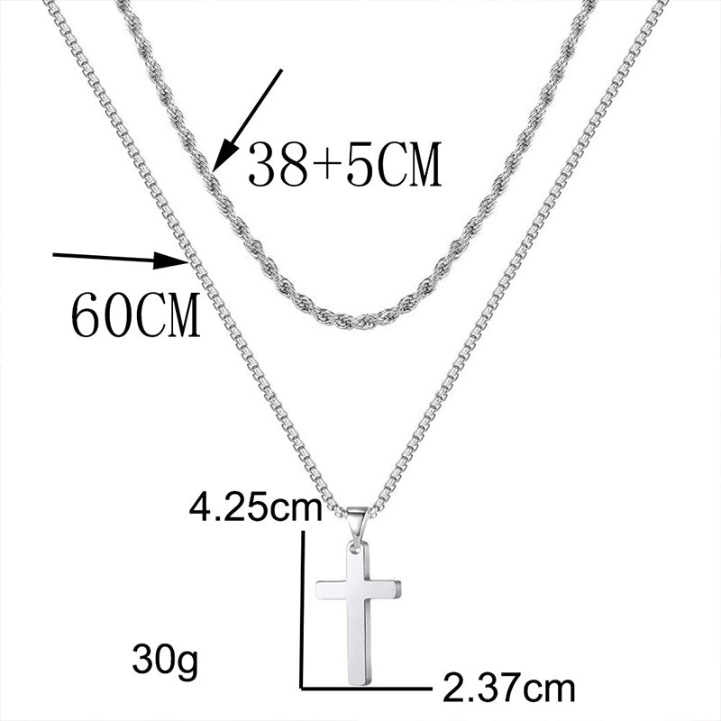 ✝️✨ 50% RABATT! Doppelschichtige Halskette mit Kreuzanhänger – Zeitlos elegant, mit doppelter Kette für einen modernen Look 💫