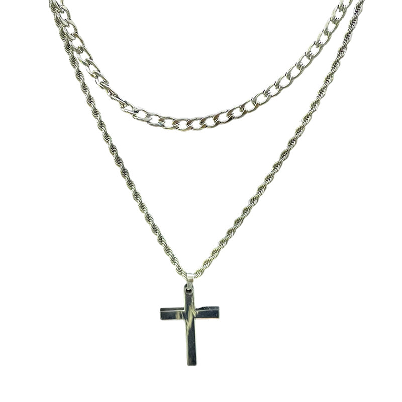 ✝️✨ 50% RABATT! Doppelschichtige Halskette mit Kreuzanhänger – Zeitlos elegant, mit doppelter Kette für einen modernen Look 💫