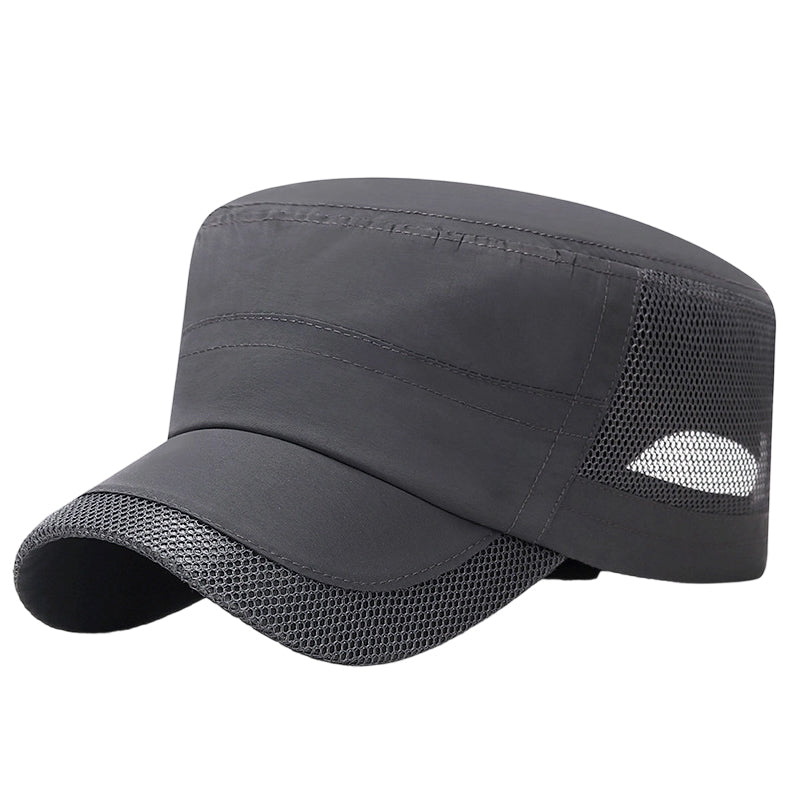 Outdoor-Flachmütze mit Mesh-Einsätzen – atmungsaktiv, leicht & bequem – ideal für Wandern, Golf & Alltag🧢⛳
