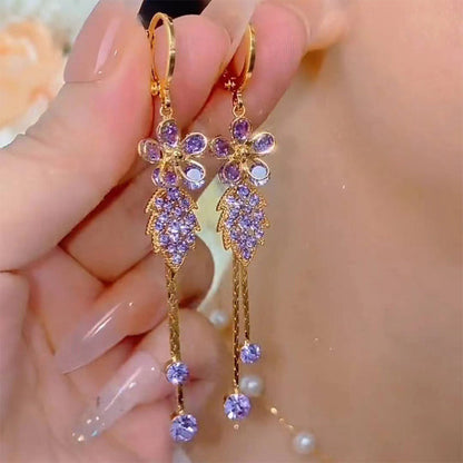 👂💎 50% RABATT! Ohrringe mit synthetischen Diamanten und floralen Quasten – Funkelexzess & romantischer Boho-Charme ✨